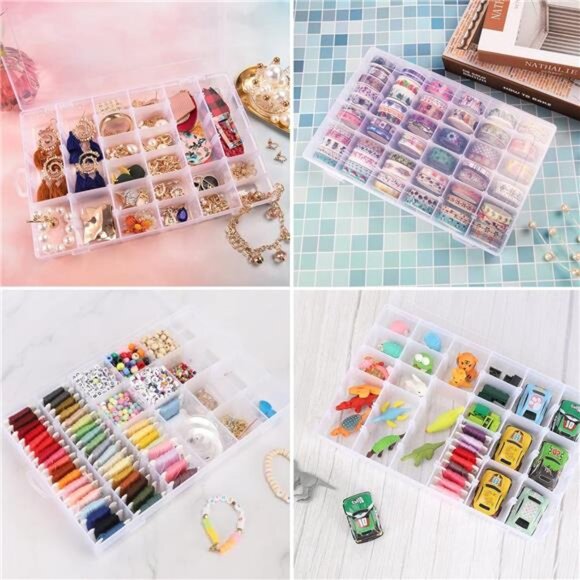 2pack 36 Grids Clear Plastic Organizer Box Container Jewelry Dividers women - Picture 11 of 14